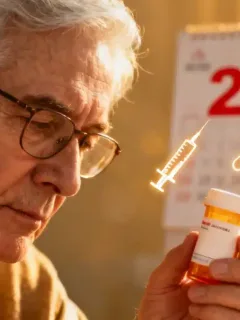 Senior person examining prescription bottle, Medicare Part D 2026 changes