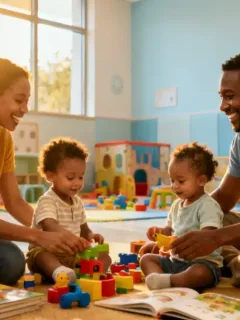 Parents and children benefiting from childcare programs in 2026