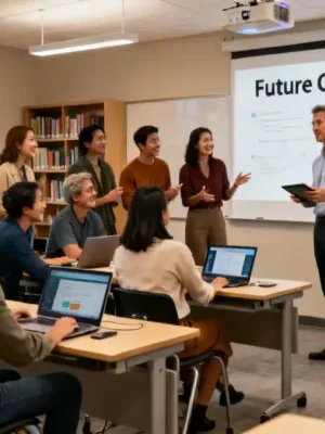 Adult students learning in a modern classroom, focusing on career change in 2026