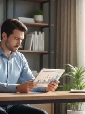 Thoughtful person analyzing financial data for 2026 retirement planning amidst inflation.