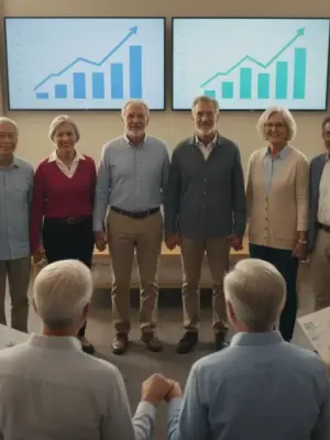 Happy diverse retirees discussing Social Security 2026 adjustments
