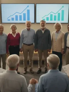 Happy diverse retirees discussing Social Security 2026 adjustments
