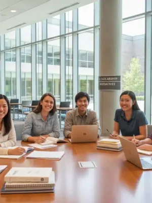 Diverse US undergraduate students studying, symbolizing educational access and Pell Grants