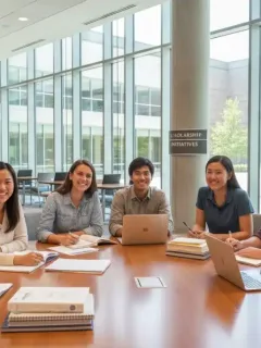 Diverse US undergraduate students studying, symbolizing educational access and Pell Grants