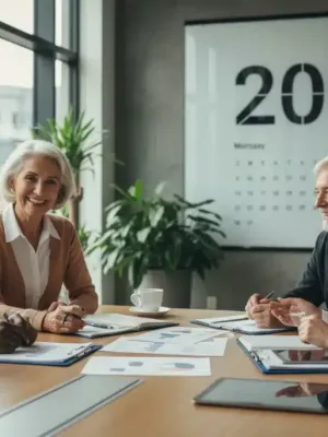 Seniors discussing 2026 Social Security benefit changes with a financial advisor