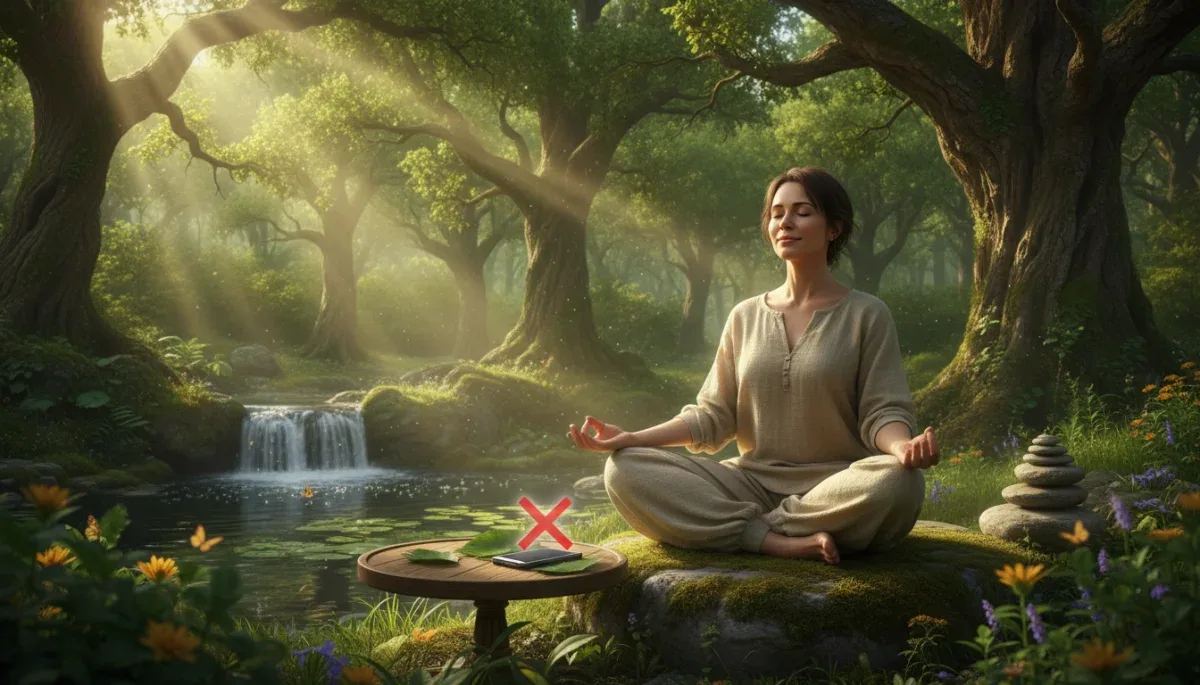 Person meditating outdoors, symbolizing mindfulness and mental health