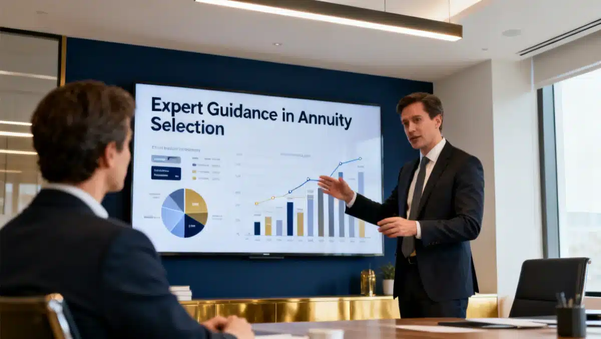 Financial advisor discusses annuity options with client