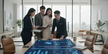 Financial advisor explaining 2026 federal exemption to clients in a modern office