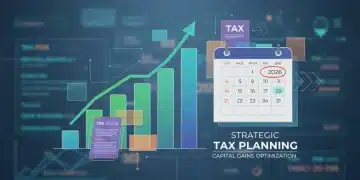 Financial charts with tax forms and 2026 calendar, representing strategic capital gains tax planning.