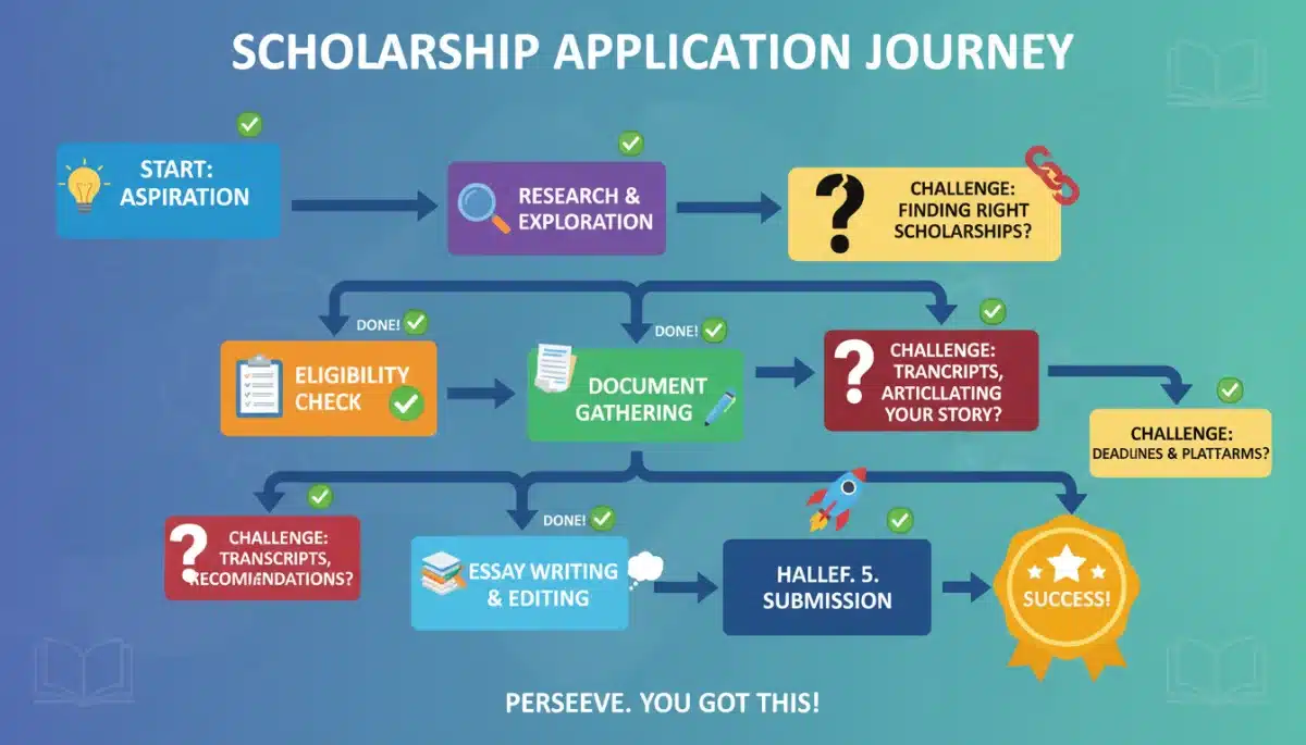 Infographic detailing the scholarship application process for high school seniors.