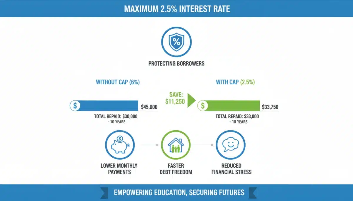 Infographic explaining 2.5 percent interest rate cap benefits